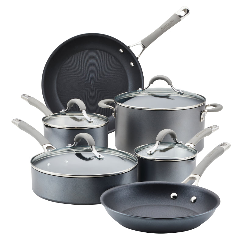 Circulon Elementum Hard-Anodized Nonstick Cookware Set, 10-Piece, Gray