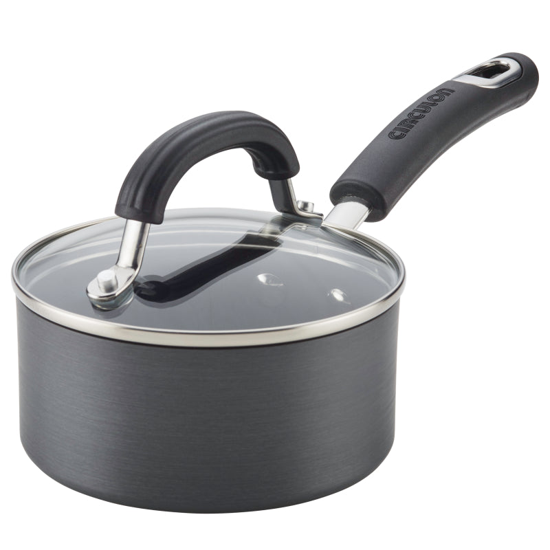 Circulon Hard Anodized Nonstick Covered Saucepan, 1-Quart, Gray