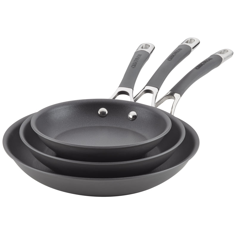 Circulon Radiance Hard Anodized Nonstick Frying Pan Set, 3-Piece, Gray