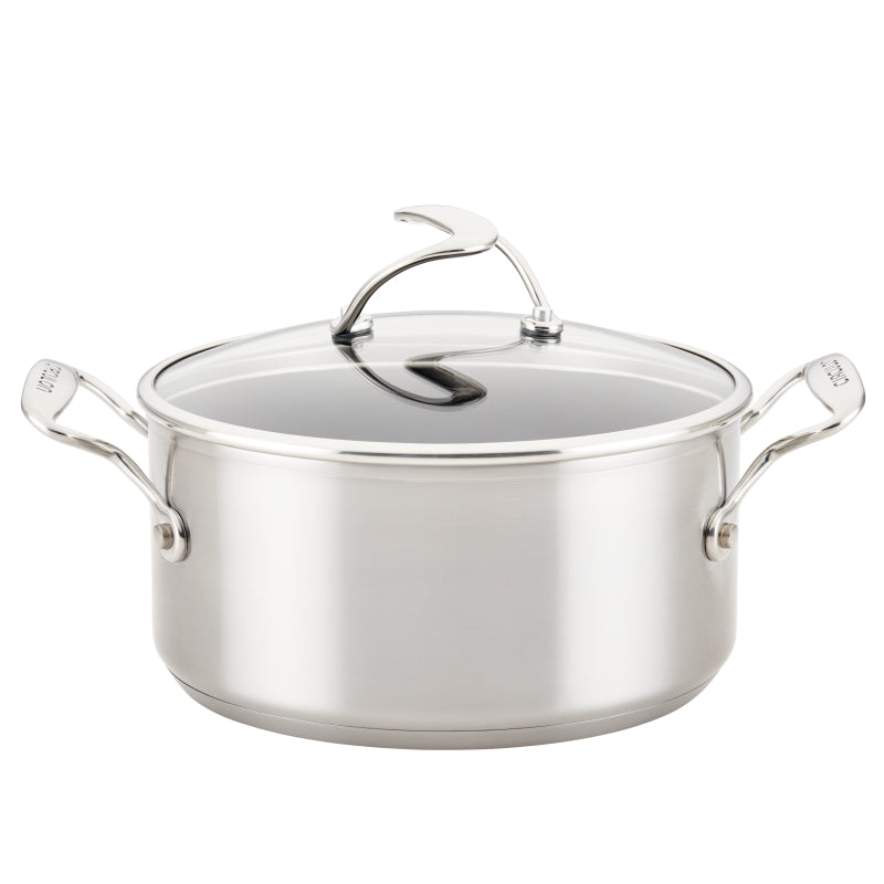 Circulon Stainless Steel Sauce Pan with Lid and SteelShield Hybrid Stainless and Nonstick Technology, 4-Quart, Silver