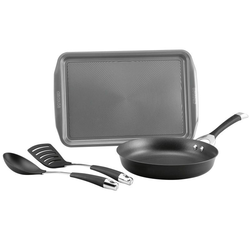 Circulon Symmetry Hard-Anodized Nonstick Weeknight Cookware Induction Pots and Pans Set, 4-Piece, Black