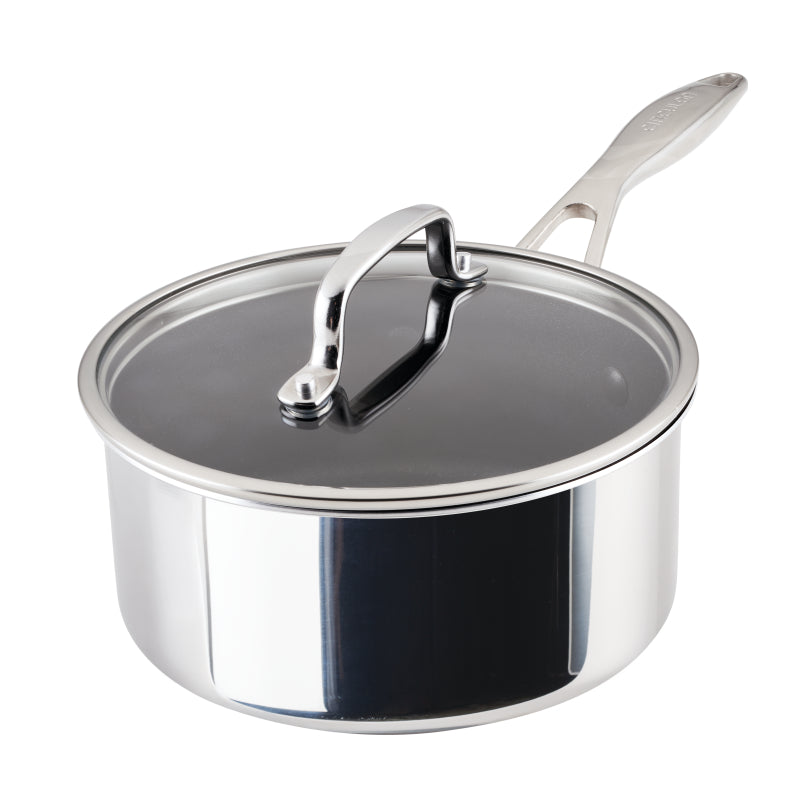 Circulon C1 Series Clad Stainless Steel with ScratchDefense Technology Nonstick Induction Saucepan with Lid, 3 Quart