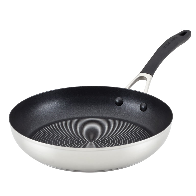 Circulon Stainless Steel Induction Frying Pan with SteelShield Hybrid Stainless and Nonstick Technology, 10.25-Inch, Silver