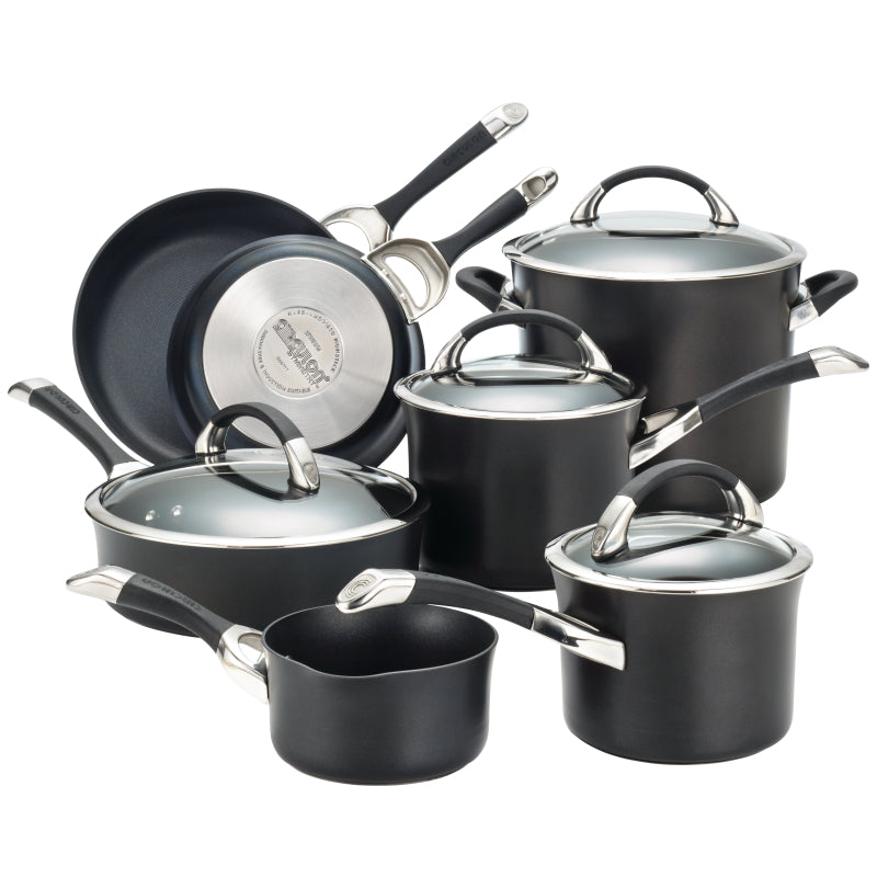 Circulon Symmetry Hard Anodized Nonstick Cookware Induction Pots and Pans Set, 11-Piece, Black