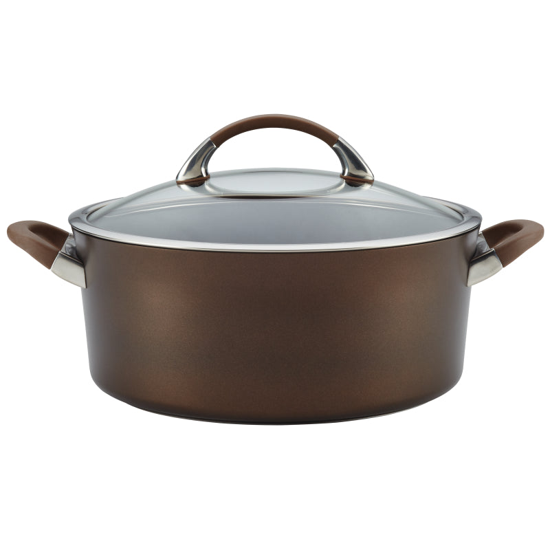 Circulon Symmetry Hard-Anodized Nonstick Induction Dutch Oven with Lid, 7-Quart, Chocolate
