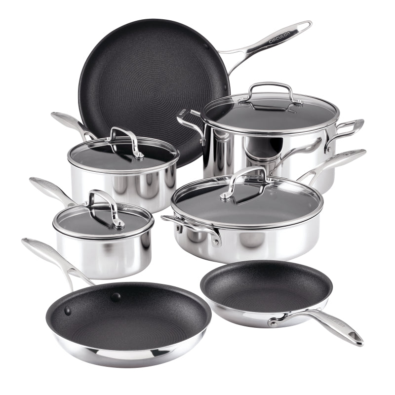 Circulon C1 Series Clad Stainless Steel with ScratchDefense Technology Nonstick Induction Cookware Pots and Pans Set, 11 Piece