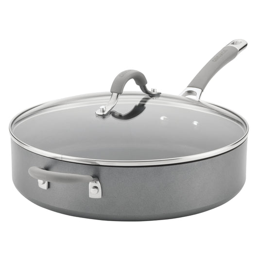 Circulon Elementum Hard-Anodized Nonstick Sauté with Helper Handle and Lid, 5-Quart, Oyster Gray