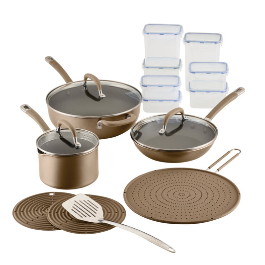 Circulon A1 Series with ScratchDefense Technology Nonstick Induction Pots and Pans Cookware Set, 10-Piece Set, Champagne