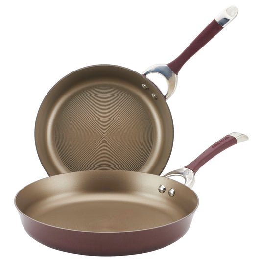 Circulon Symmetry Hard-Anodized Nonstick Induction Frying Pan Set, 2-Piece, Merlot