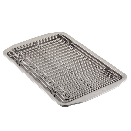 Circulon Bakeware Baking Sheet Pan and Cooling Rack Set, 3-Piece, Silver
