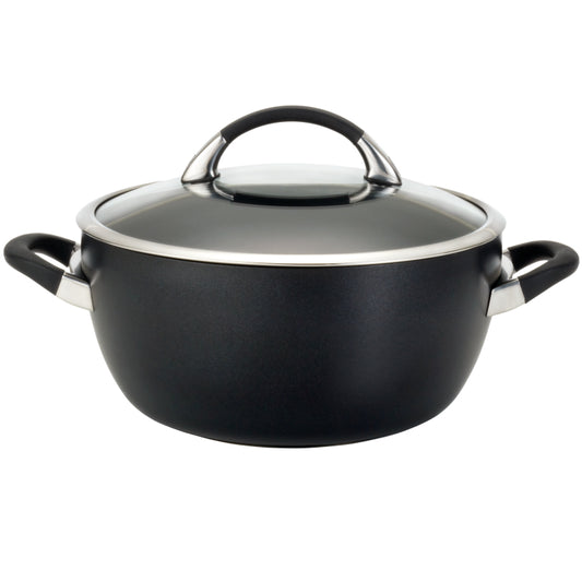 Circulon Symmetry Hard-Anodized Nonstick Induction Casserole Pan with Lid, 5.5-Quart, Black