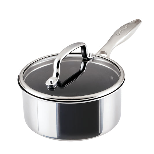 Circulon C1 Series Clad Stainless Steel with ScratchDefense Technology Nonstick Induction Saucepan with Lid, 1.5 Quart