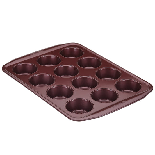 Circulon Nonstick Bakeware 12-Cup Muffin / Cupcake Pan, Merlot