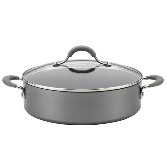 Circulon Elementum Hard-Anodized Nonstick Covered Sauteuse, 4-Quart, Oyster Gray