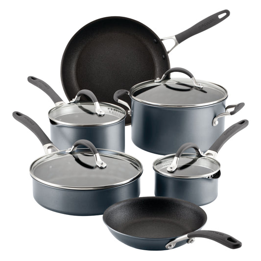 Circulon A1 Series with ScratchDefense Nonstick Induction Pots and Pans Cookware Set, 10-Piece, Graphite