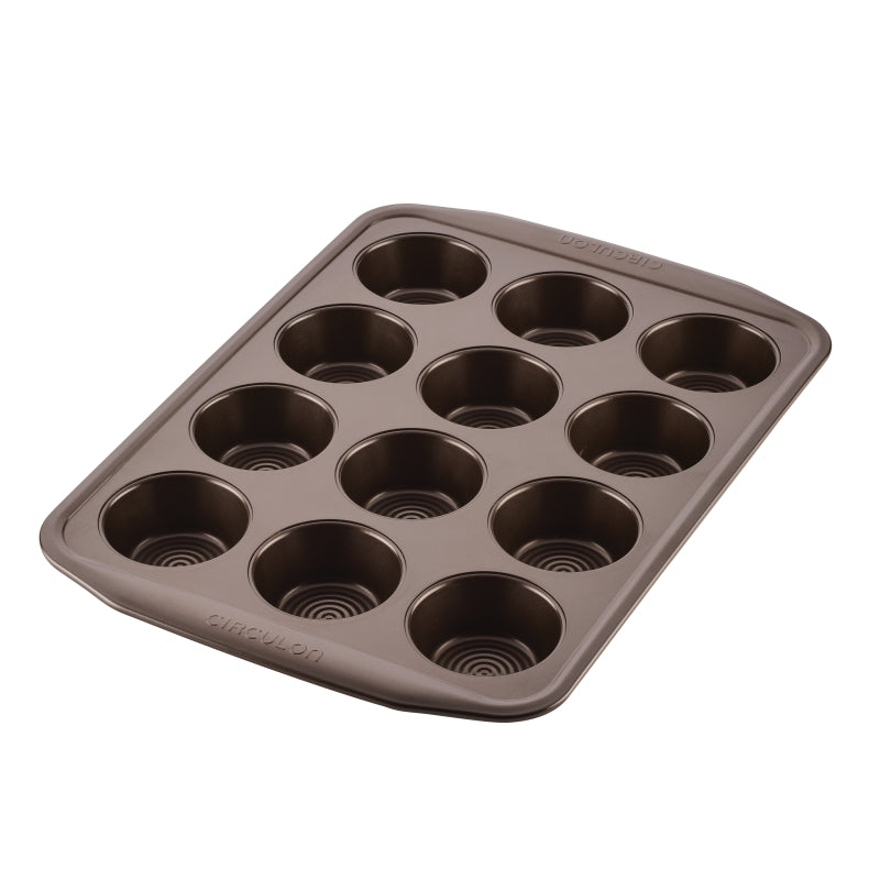 Circulon Bakeware Nonstick Muffin Pan, 12-Cup, Chocolate Brown