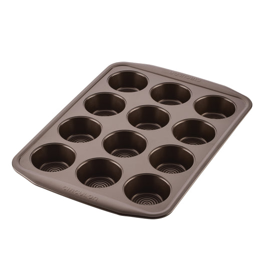 Circulon Bakeware Nonstick Muffin Pan, 12-Cup, Chocolate Brown