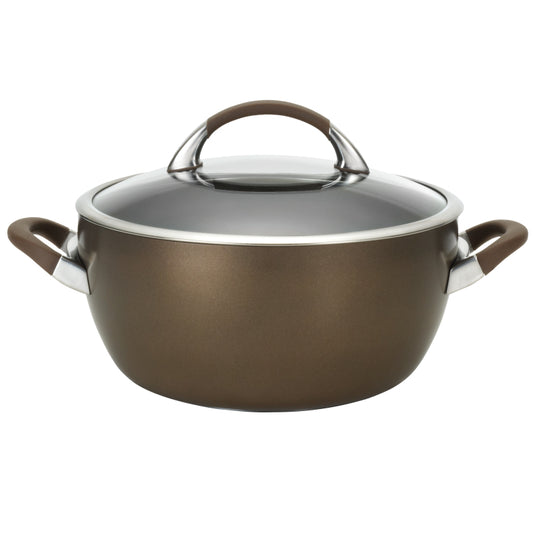 Circulon Symmetry Hard-Anodized Nonstick 5.5-Quart Casserole with Lid, Chocolate