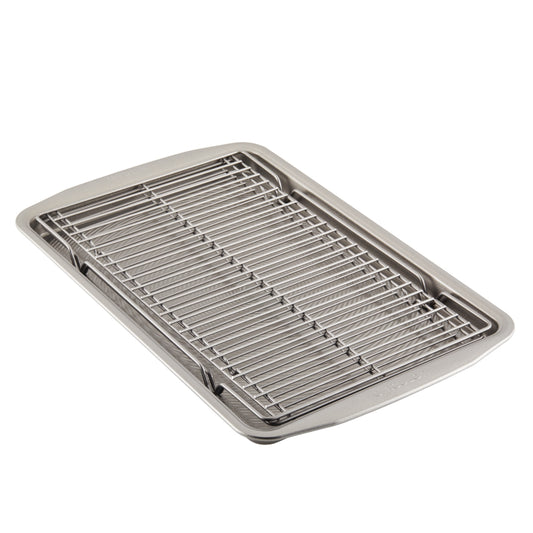 Circulon Bakeware Baking Sheet Pan and Cooling Rack Set, 3-Piece, Gray