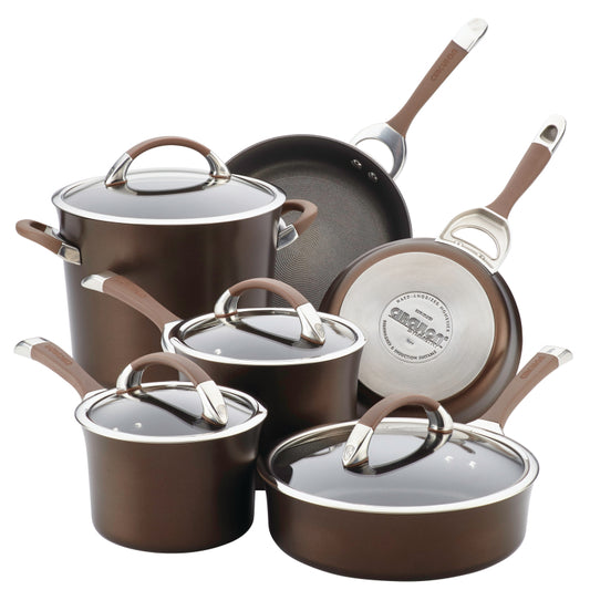 Circulon Symmetry Hard Anodized Nonstick Cookware Pots and Pans Set, 10-Piece, Chocolate