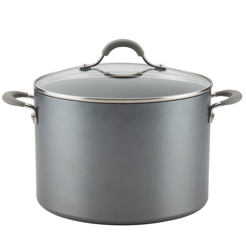 Circulon Elementum Hard-Anodized Nonstick Stockpot with Lid, 10-Quart, Oyster Gray