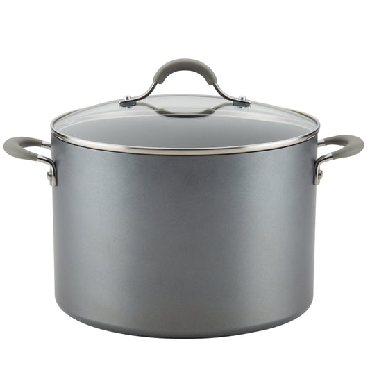 Circulon Elementum Hard-Anodized Nonstick Stockpot with Lid, 10-Quart, Oyster Gray