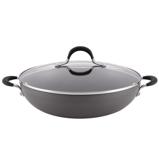 Circulon Momentum Hard Anodized 12" Wok With Lid Gray