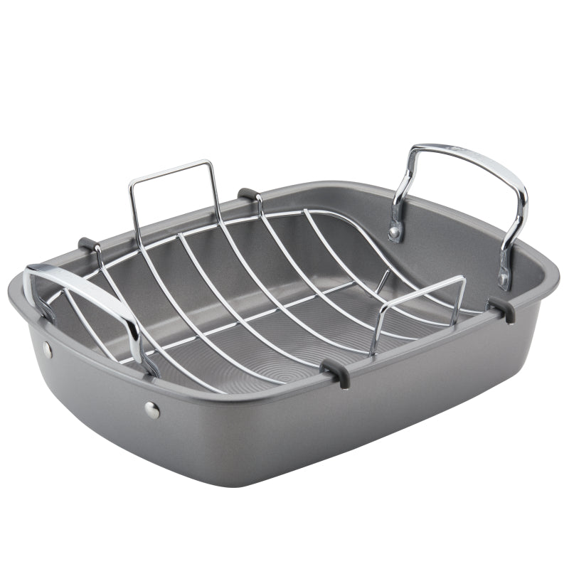Circulon Bakeware 17 x 13 Roaster with U Rack Gray