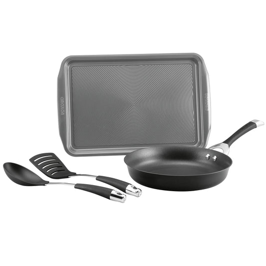 Circulon Symmetry Hard-Anodized Nonstick Weeknight Cookware Induction Pots and Pans Set, 4-Piece, Black