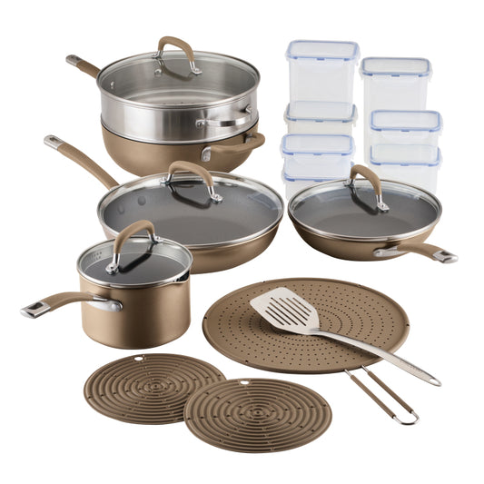 Circulon A1 Series with ScratchDefense Technology Nonstick Induction Pots and Pans Cookware Set, 13-Piece Set, Champagne