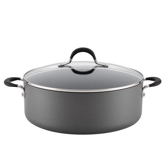 Circulon Momentum Hard-Anodized Nonstick 7.5-Quart Covered Stockpot, Gray