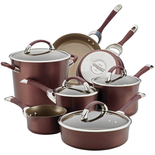 Circulon Symmetry Hard Anodized Nonstick Cookware Induction Pots and Pans Set, 11-Piece, Merlot