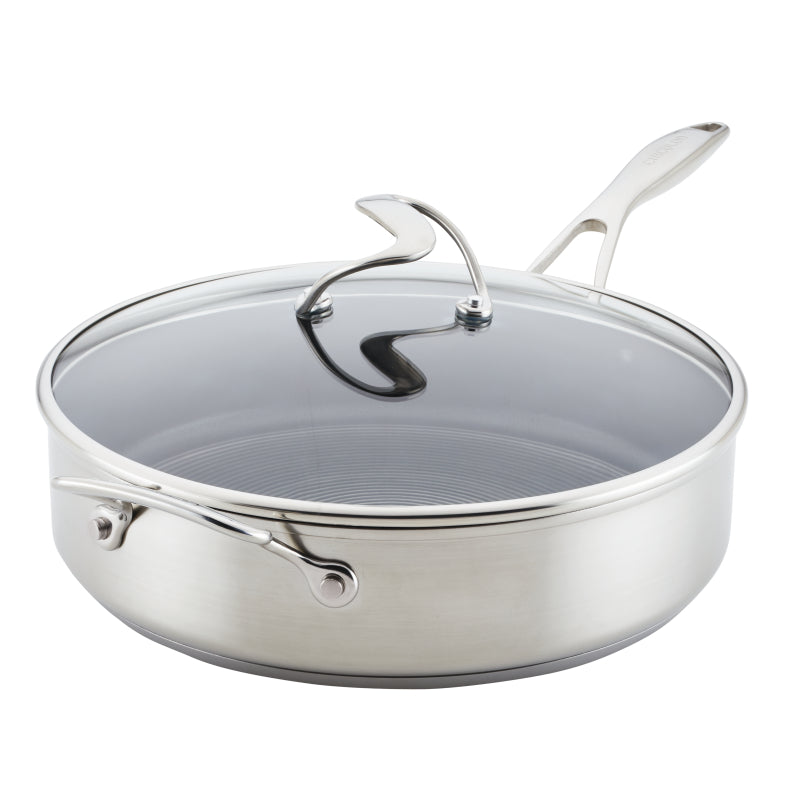 Circulon Stainless Steel Induction Sauté Pan with Lid and SteelShield Hybrid Stainless and Nonstick Technology, 5-Quart, Silver
