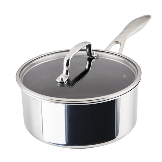 Circulon C1 Series Clad Stainless Steel with ScratchDefense Technology Nonstick Induction Saucepan with Lid, 3 Quart