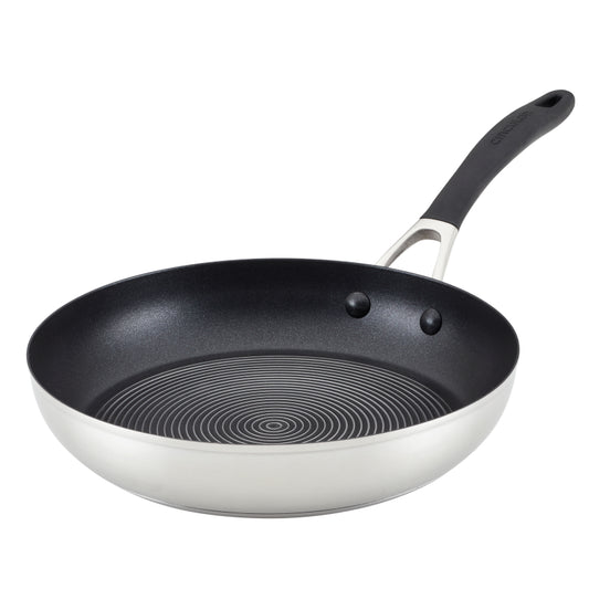 Circulon Stainless Steel Induction Frying Pan with SteelShield Hybrid Stainless and Nonstick Technology, 10.25-Inch, Silver