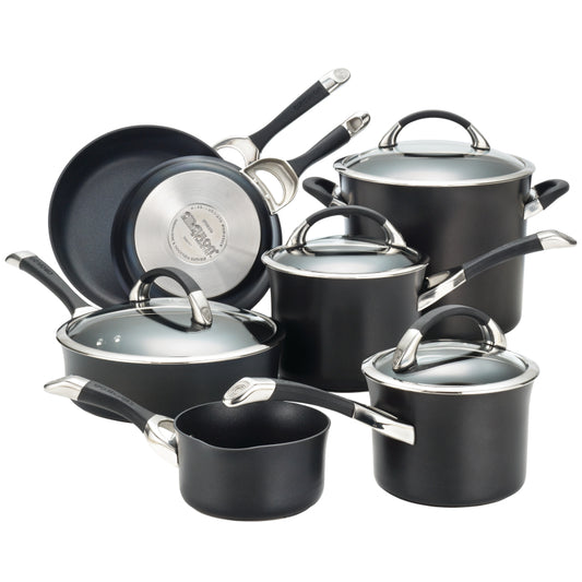 Circulon Symmetry Hard Anodized Nonstick Cookware Induction Pots and Pans Set, 11-Piece, Black