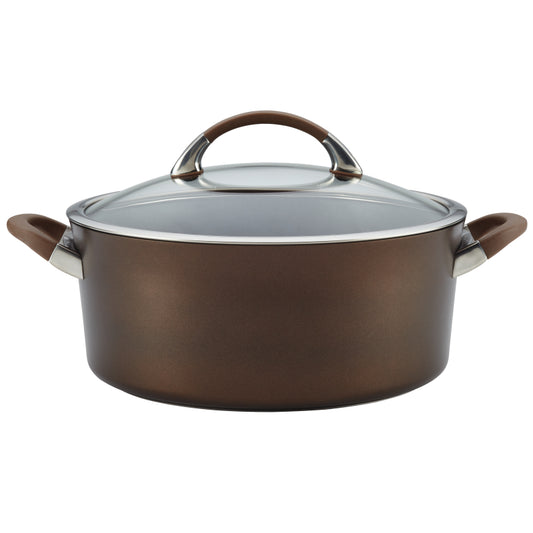 Circulon Symmetry Hard-Anodized Nonstick Induction Dutch Oven with Lid, 7-Quart, Chocolate