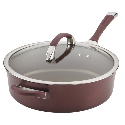 Circulon Symmetry Hard-Anodized Nonstick Sauté with Helper Handle, 5-Quart, Merlot
