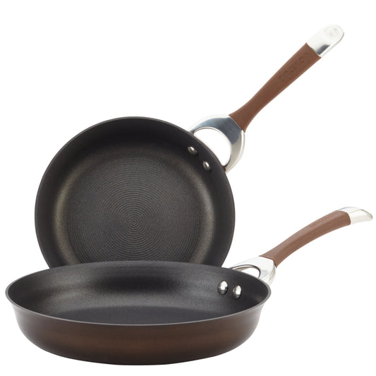 Circulon Symmetry Hard Anodized Nonstick Induction Frying Pan Twin Pack, 9-Inch & 11-Inch, Chocolate