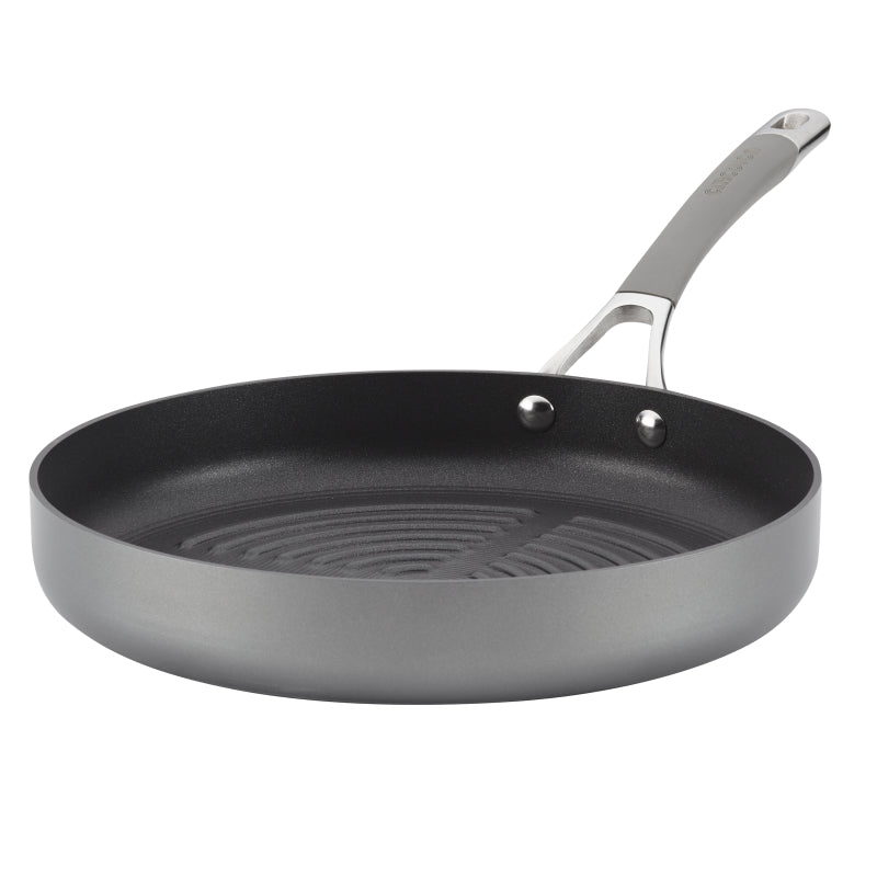 Circulon Elementum Hard Anodized Nonstick Deep Round Stovetop Grill Pan, 11-Inch, Oyster Gray