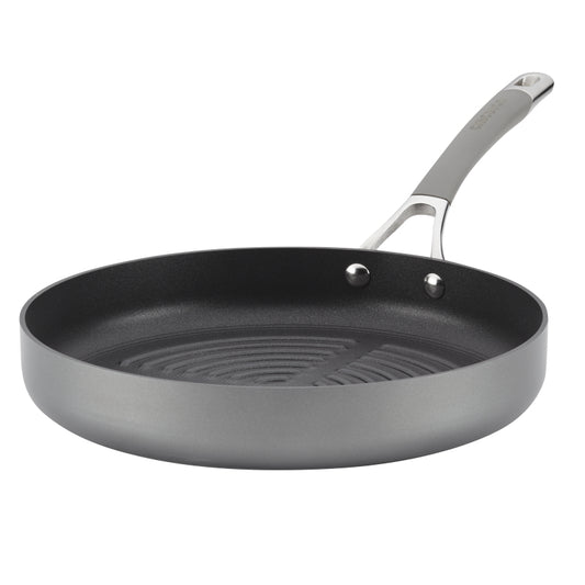 Circulon Elementum Hard Anodized Nonstick Deep Round Stovetop Grill Pan, 11-Inch, Oyster Gray