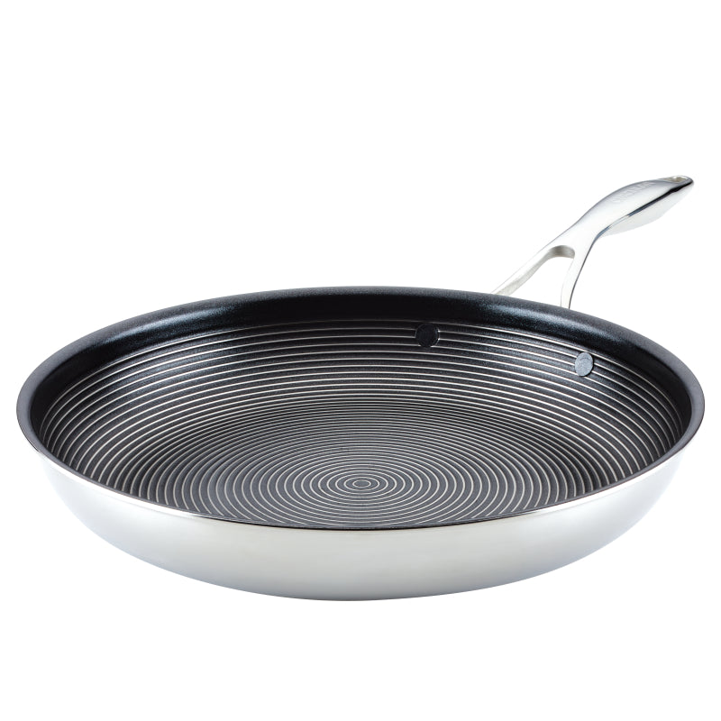 Circulon Clad Stainless Steel Induction Frying Pan with Hybrid SteelShield and Nonstick Technology, 12.5-Inch, Silver