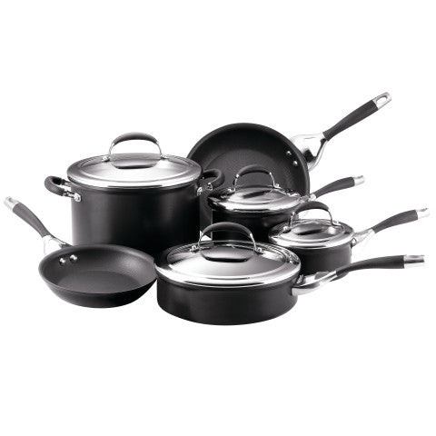 Circulon Elite Pots and Pans Cookware Set, 10-Piece, Black
